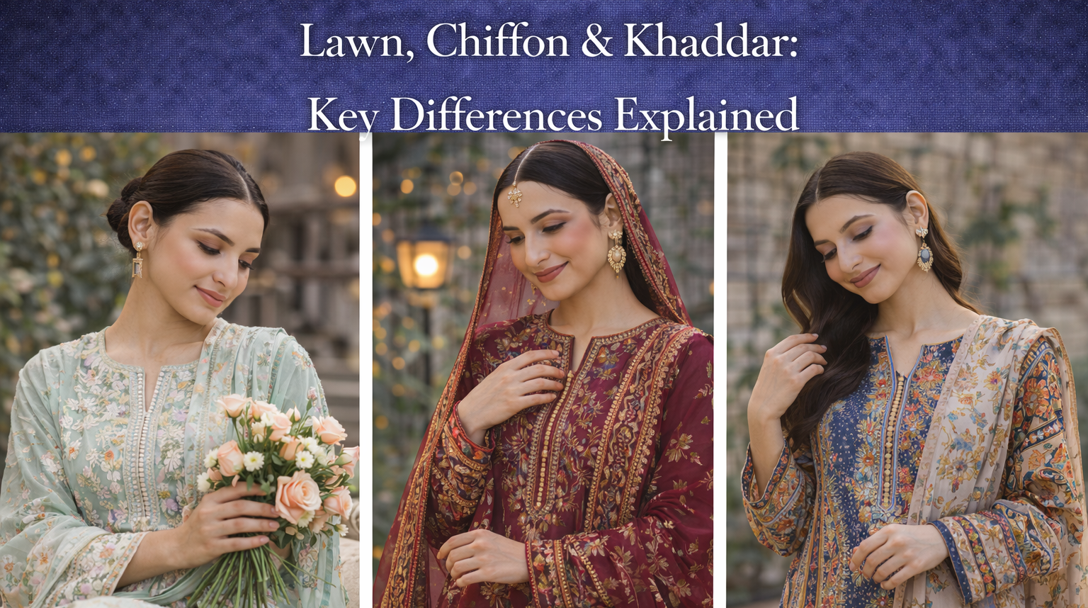Lawn, Chiffon & Khaddar: Key Differences Explained